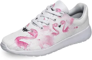 Women Men Road Running Shoes,Athletic Fashion Flamingo Love Cool Sneaker for Girl,Boy,Gym,Walking,Hiking,Jogging,Tennis,Travel and More White Size 4