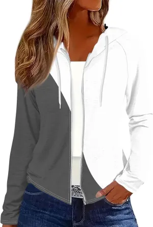 Women Oversized Fall Winter Hoodie Coats Long Sleeve Crew Neck Full Zip Up Trendy Casual Sweatshirt Jackets Tops