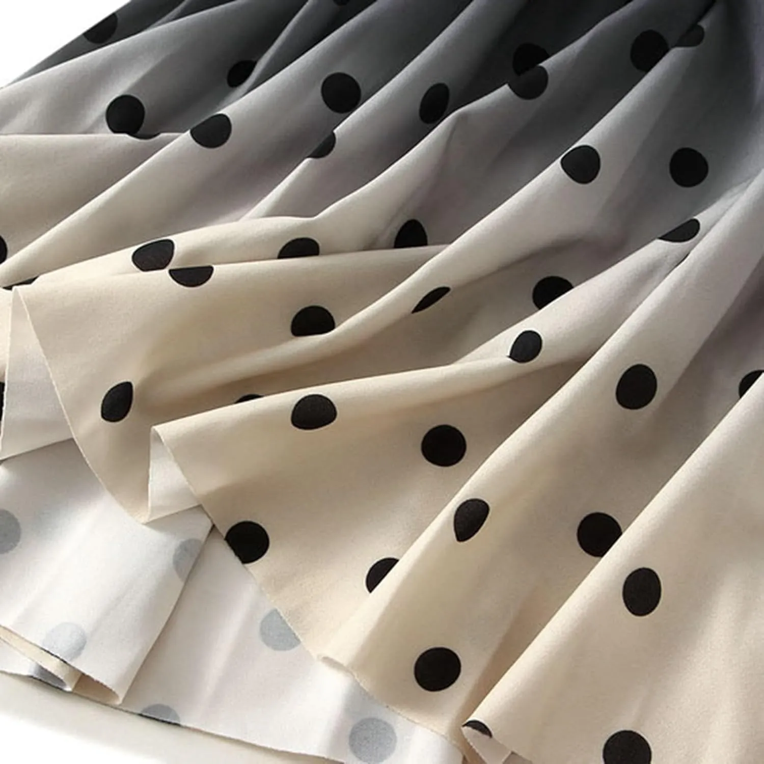 Women Trendy High Waisted Slim Gradient Pleated A-Line Midi Skirt, Stylish Polka Dot Print for Fashion-Forward Look