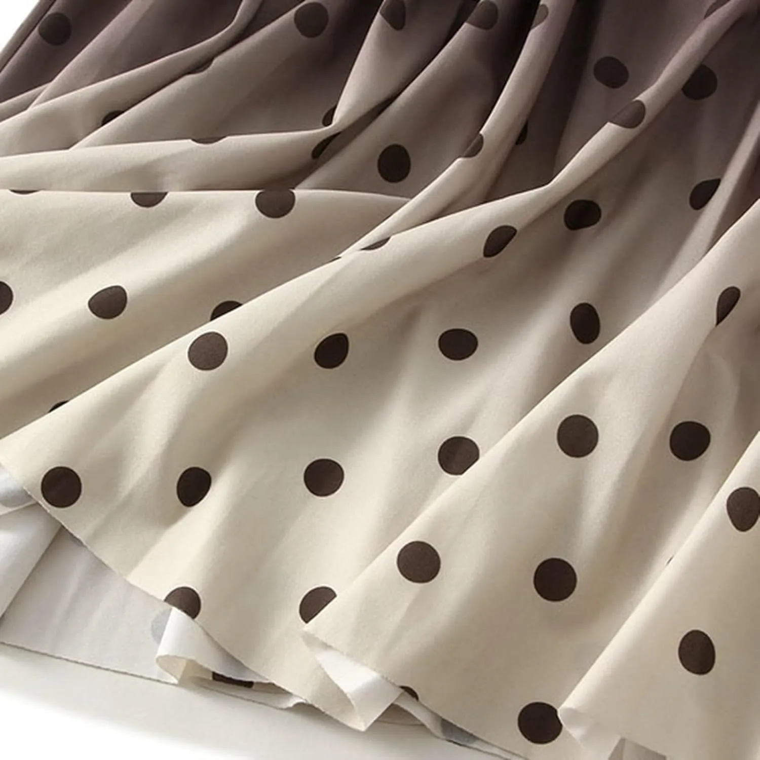 Women Trendy High Waisted Slim Gradient Pleated A-Line Midi Skirt, Stylish Polka Dot Print for Fashion-Forward Look