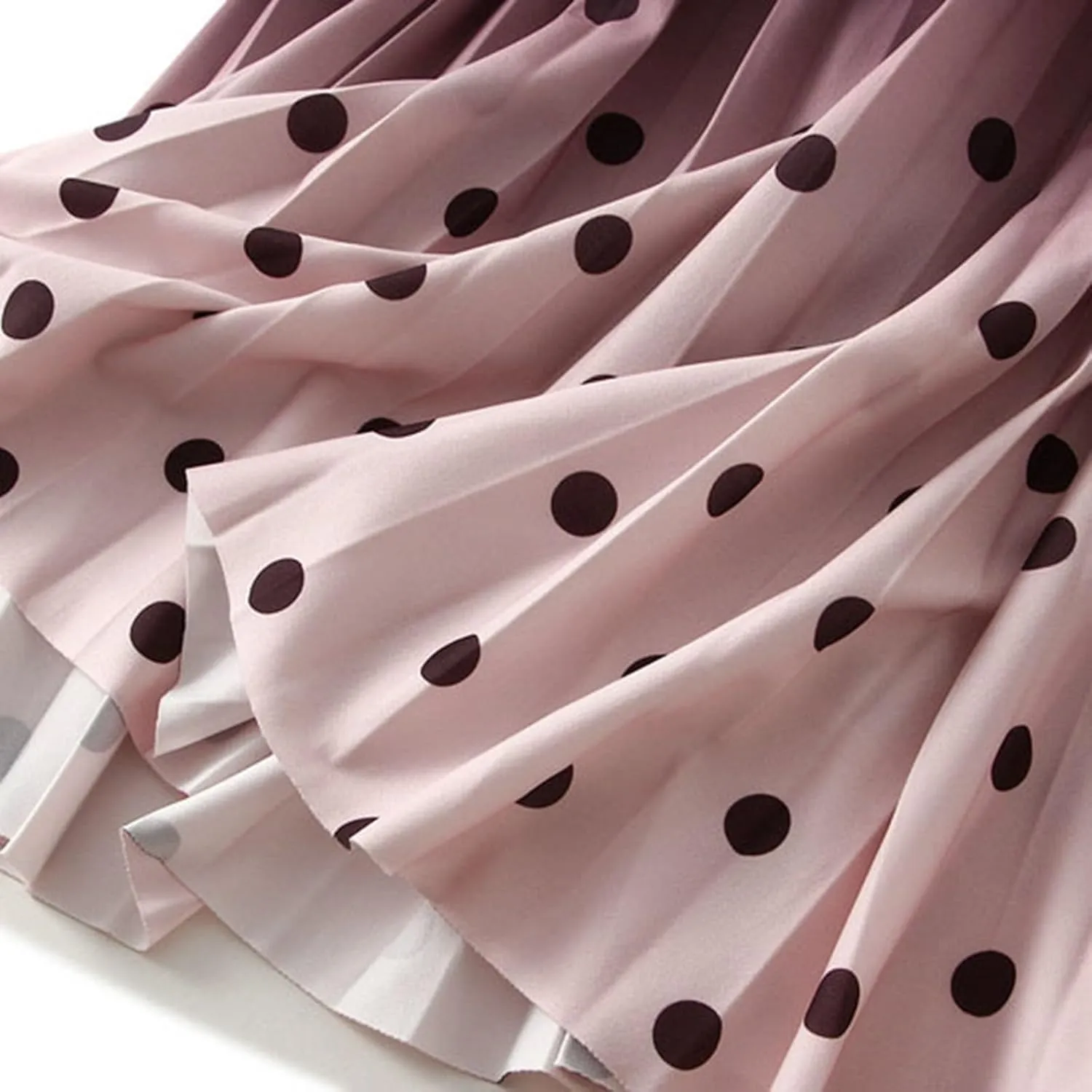 Women Trendy High Waisted Slim Gradient Pleated A-Line Midi Skirt, Stylish Polka Dot Print for Fashion-Forward Look