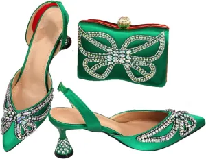 Women's Bow Bridal Set - Italian Crystal Pumps & Satin Clutch for Luxury Nigerian Celebrations