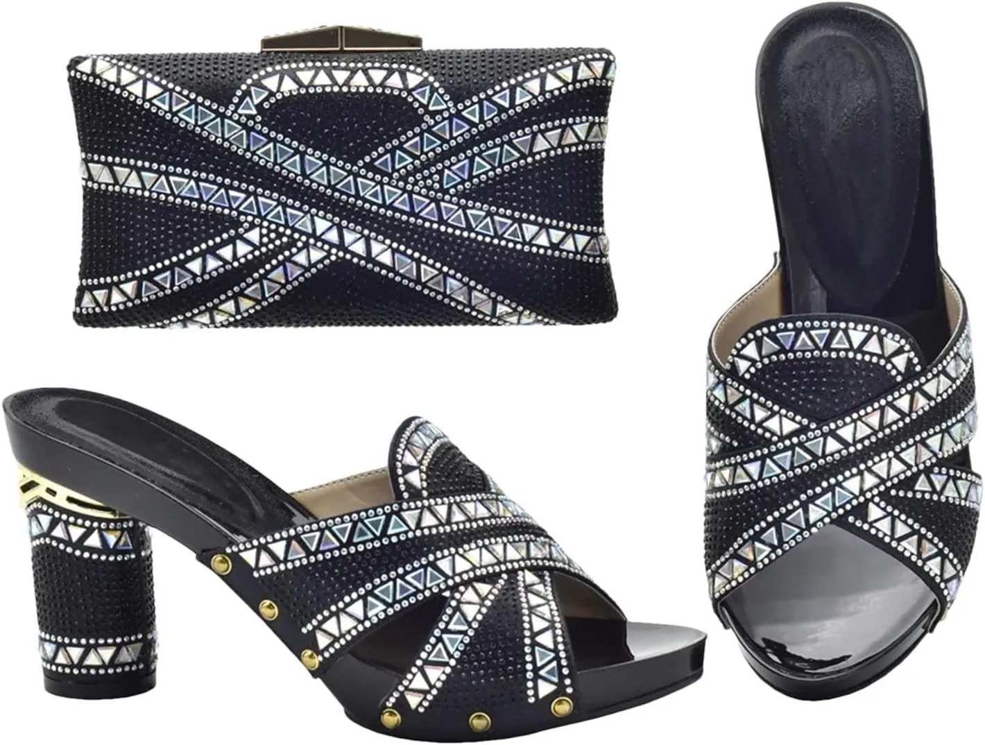 Women's EN8 Color Italian Shoe & Bag Set - African-Inspired Pumps & Clutch for Nigerian Women's Party Outfits