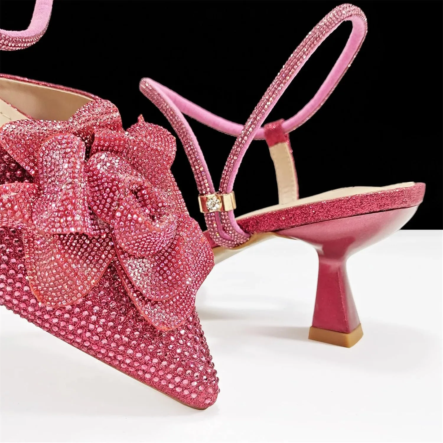 Women's Fuchsia INS Style Party Set - Italian Thin Heel Pumps & Geometric Clutch for Modern Weddings