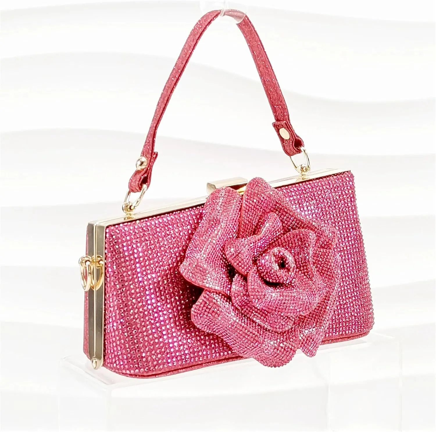 Women's Fuchsia INS Style Party Set - Italian Thin Heel Pumps & Geometric Clutch for Modern Weddings