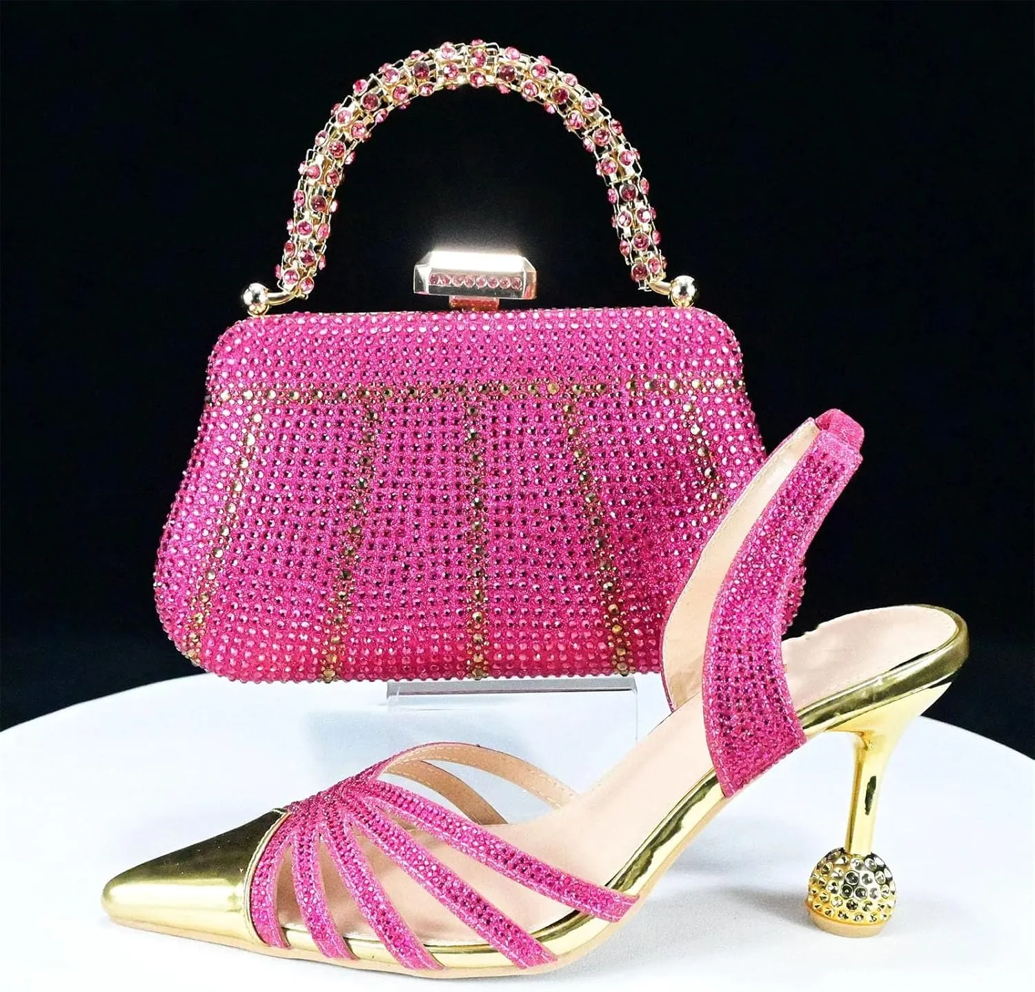 Women's Fuchsia Italian Splicing Pumps & Clutch - Garden Party Essentials