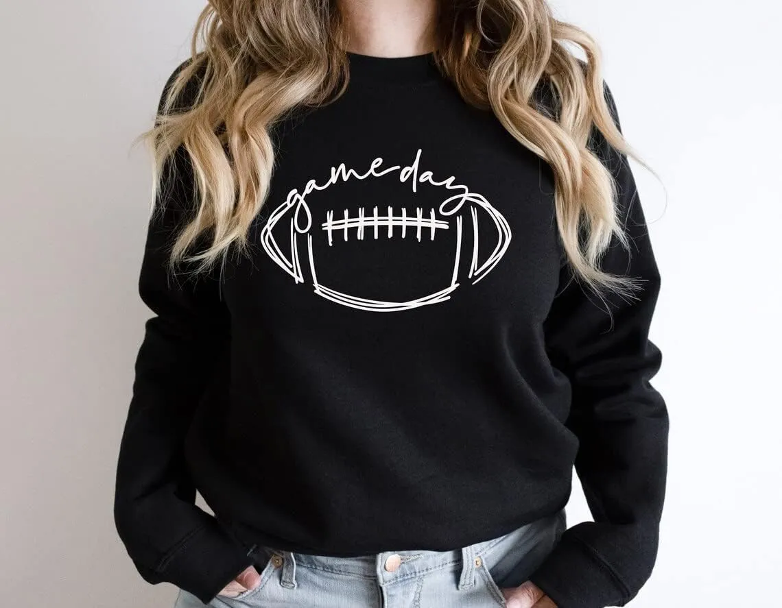 Womens Game Day Sweatshirt Outfits Football Mom Shirts Long Sleeve Crewneck Football Season Shirts Top