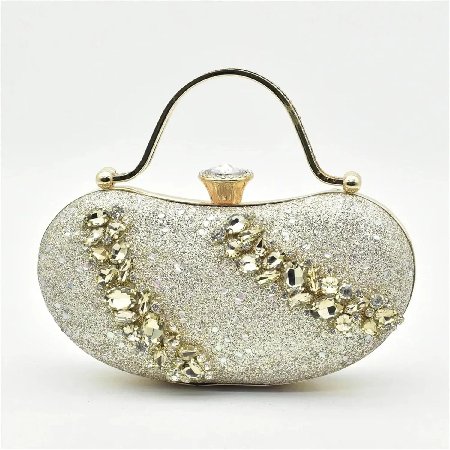Women's Gold Italian Party Set - Crystal Slingback Pumps & Matching Evening Bag