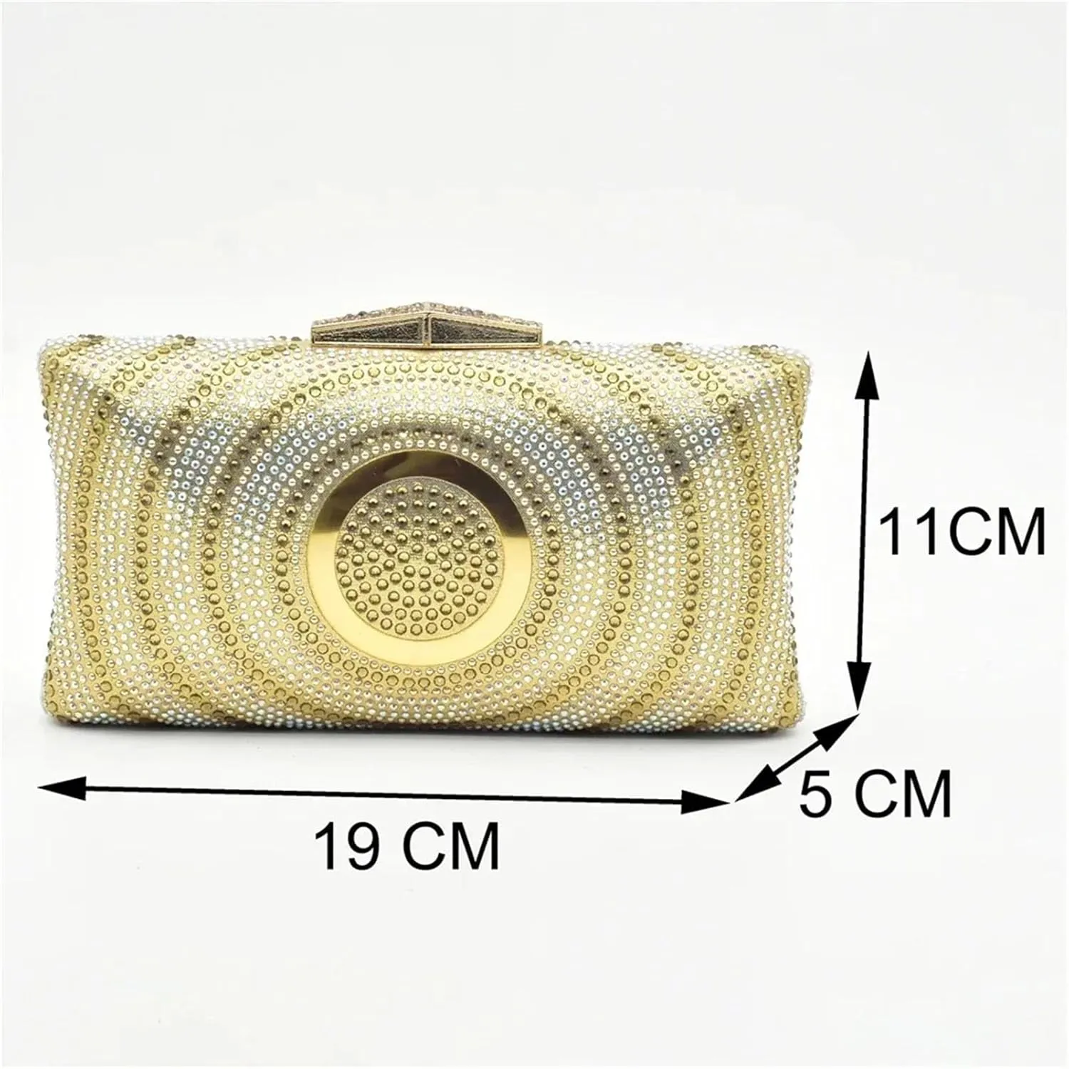 Women's Gold Rhinestone Party Set - Italian Pumps & Matching Clutch for African Weddings and Events