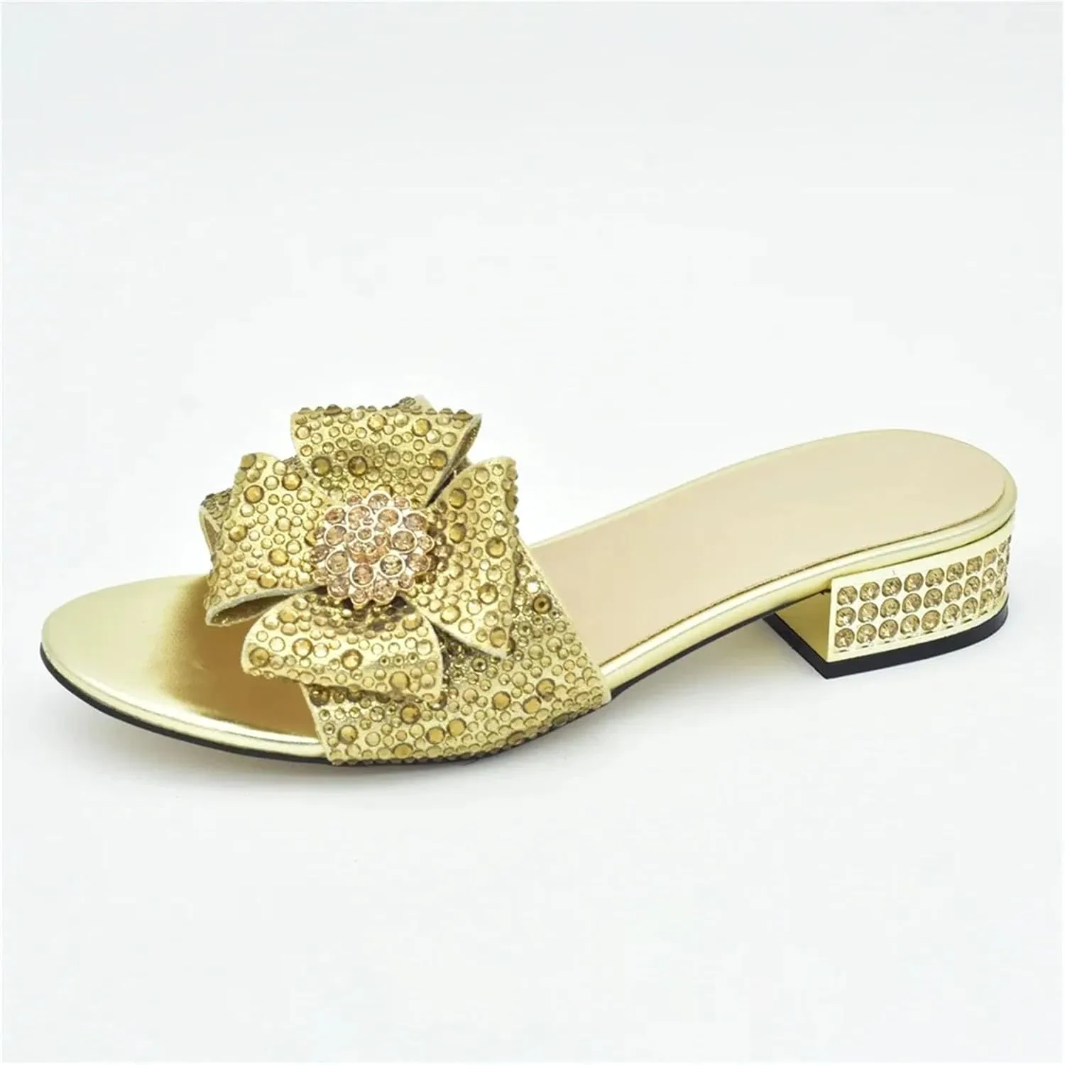 Women's Italian Designer Party Set - Low Heel Slip-On Pumps & Rhinestone Bag (Nigerian Style)