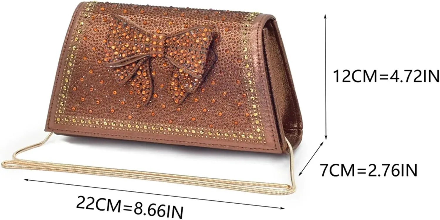 Women's Italian Luxury Heel Set - Rhinestone-Embellished Party Pumps & Matching Bag