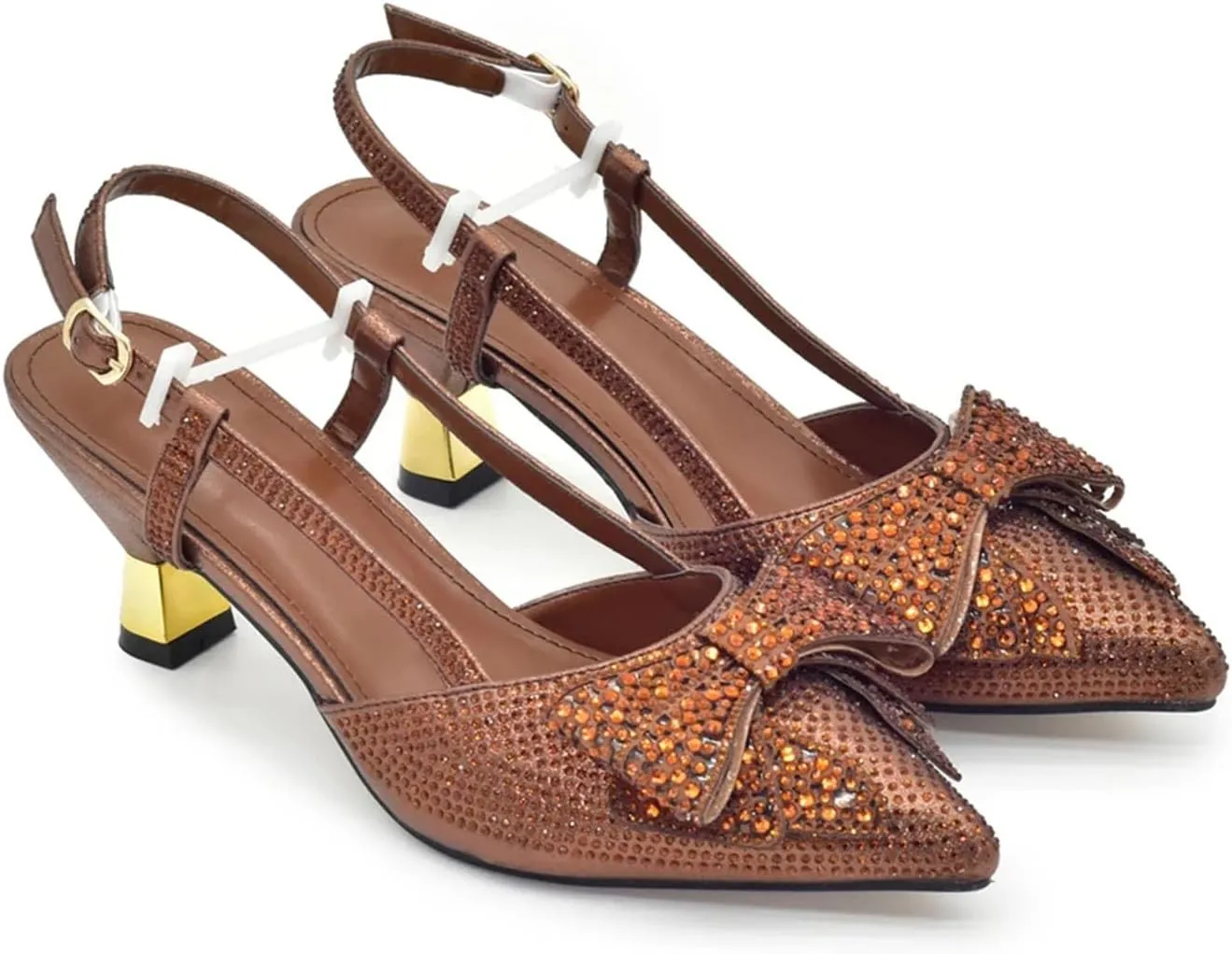 Women's Italian Luxury Heel Set - Rhinestone-Embellished Party Pumps & Matching Bag