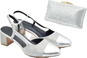 Women's Italian Rhinestone Bridal Set - Luxury Pumps & Matching Evening Bag