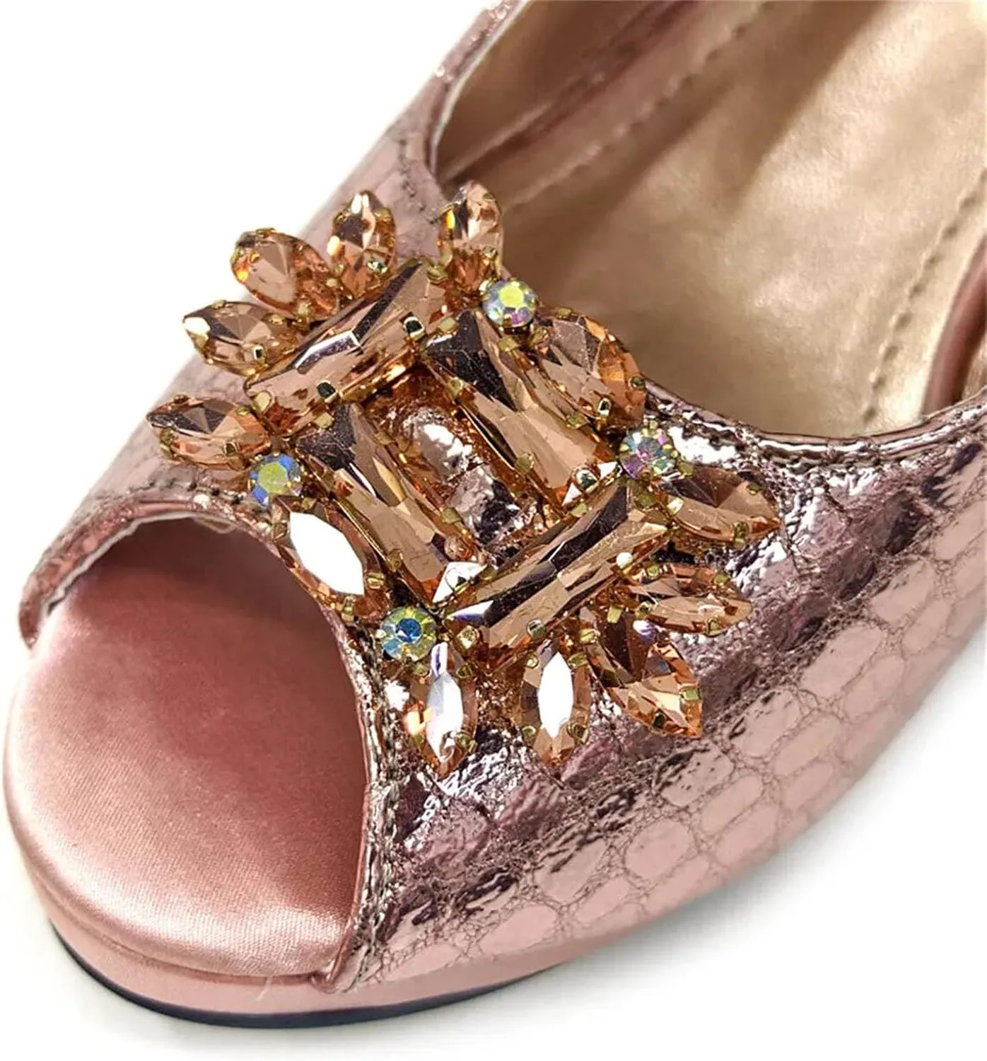 Women's Italian Square-Toe Party Set - Wide-Fit Rhinestone Block Heels & Structured Clutch for Plus Size Comfort