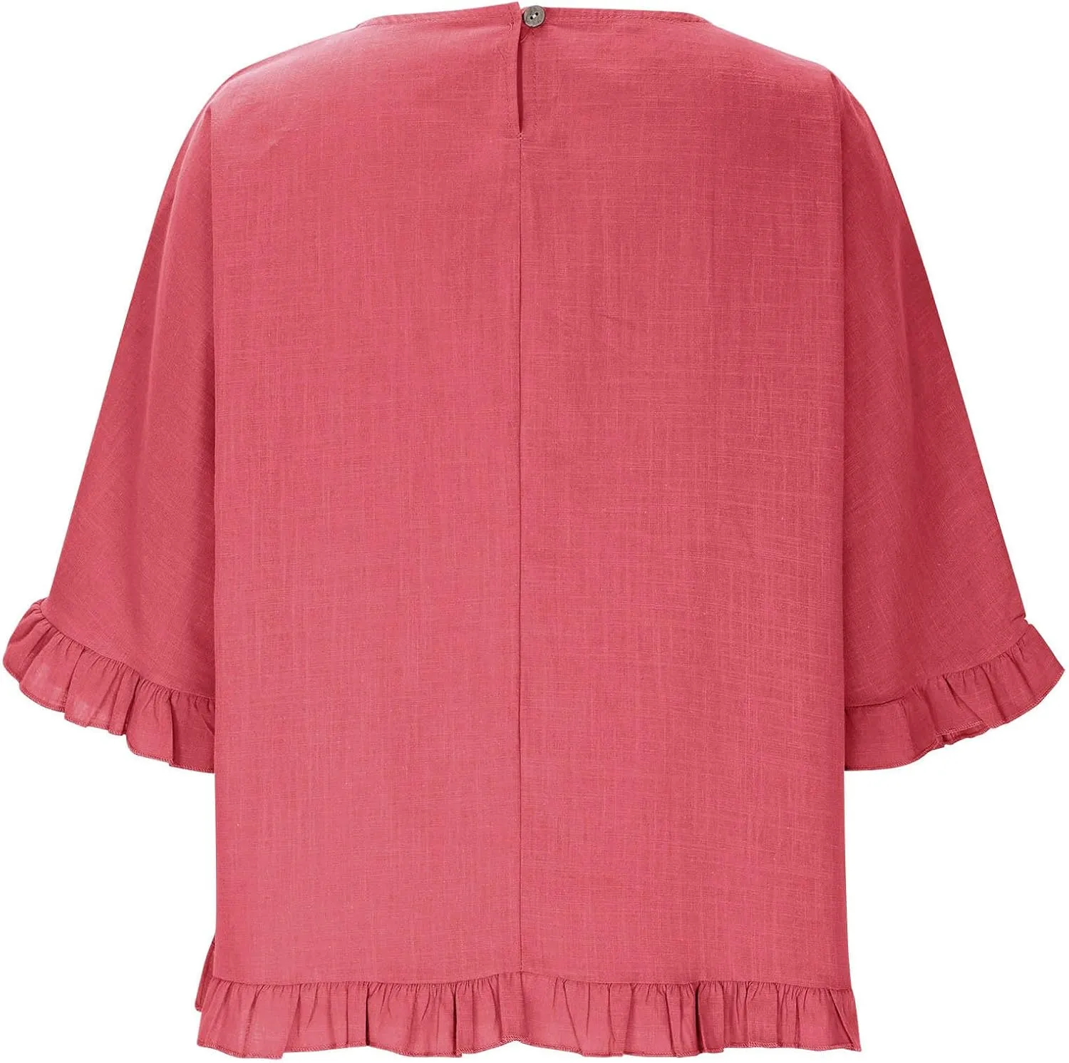 Womens Linen Tops Crewneck Half Sleeve Shirts Casual Loose Fitted Solid Cotton Linen Vacation Summer Outfits