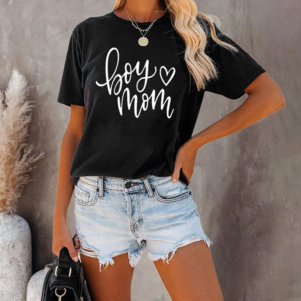 Womens Madre Leopard Print T-Shirts Short Sleeve Mama Shirts Cheetah Mom Graphic Tees Tops