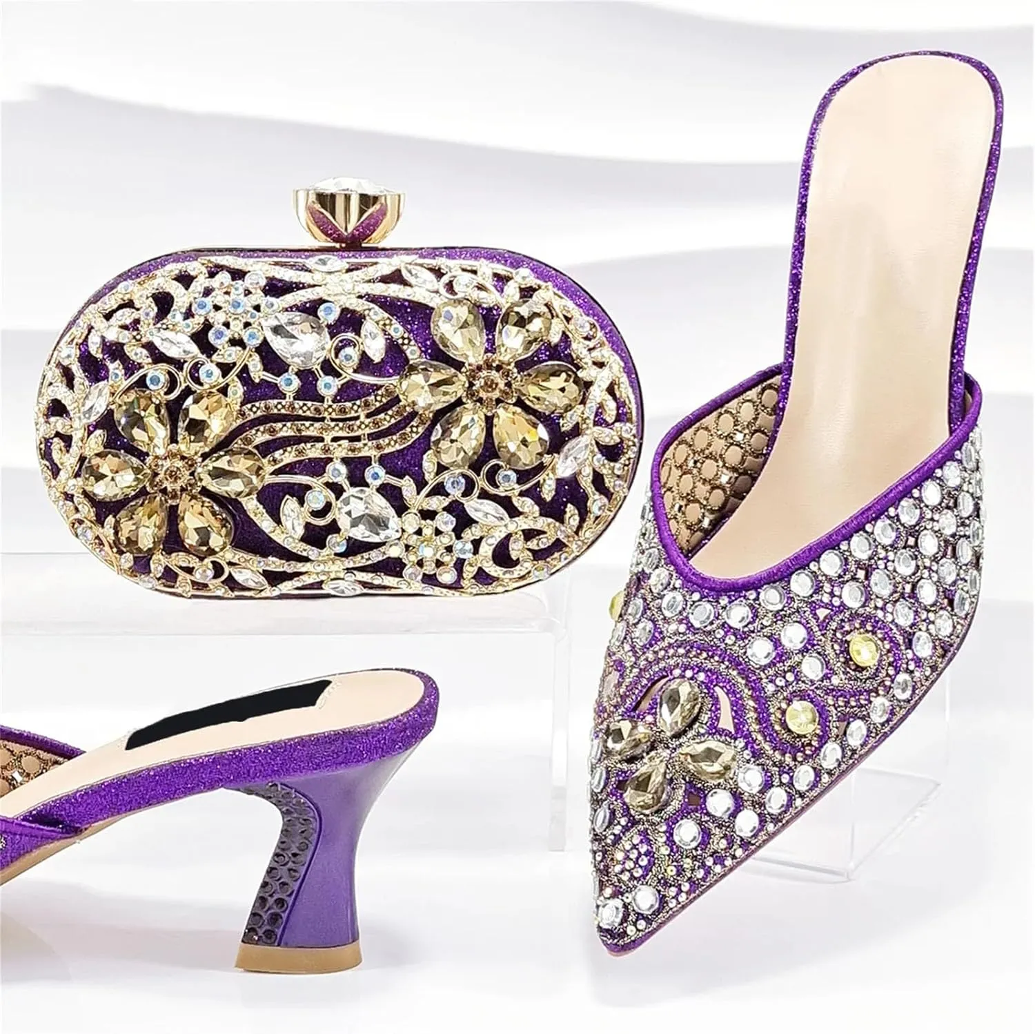 Women's Mature Bridal Set - Italian Pumps & Structured Clutch for Nigerian Traditional Events