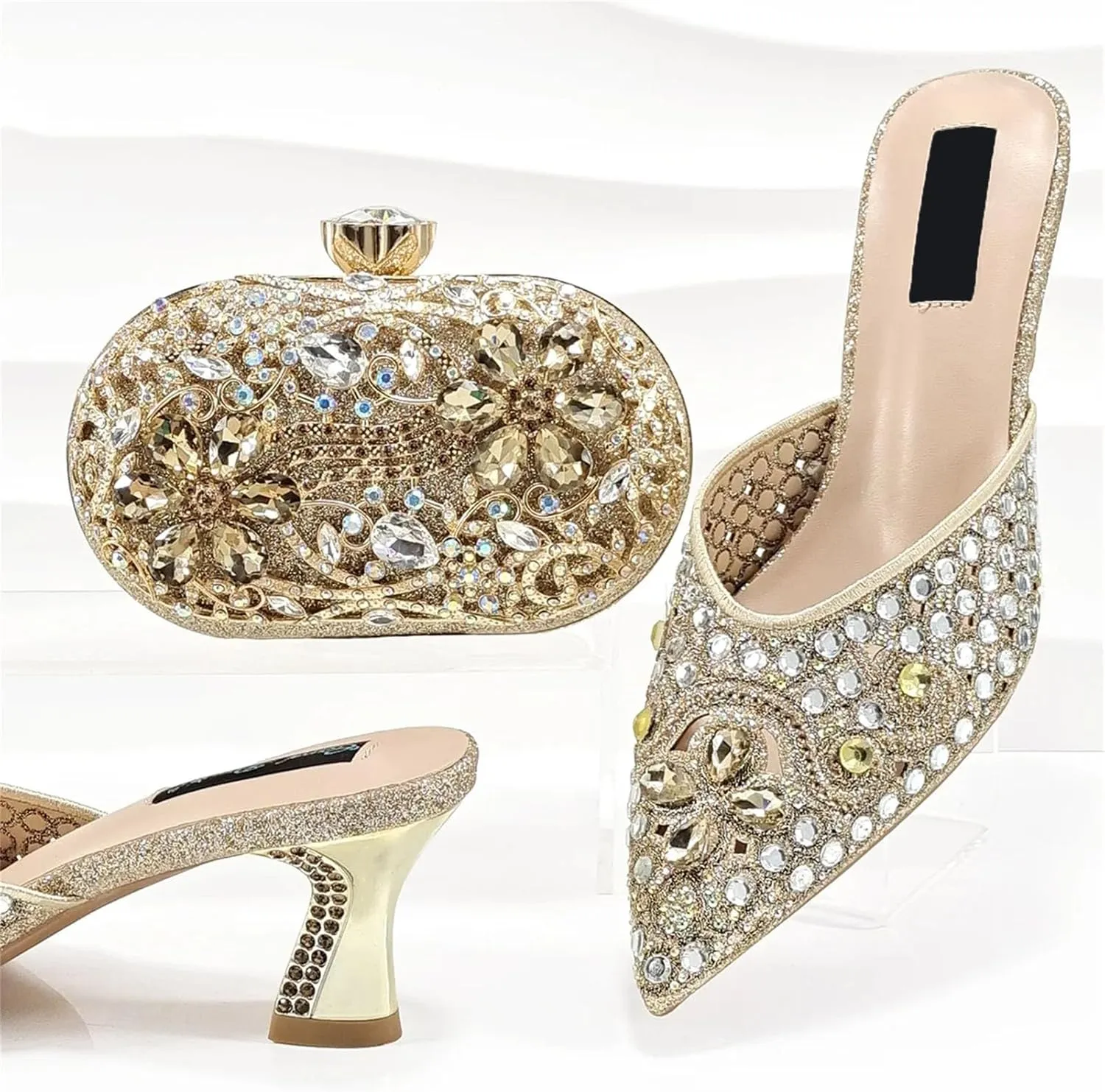 Women's Mature Bridal Set - Italian Pumps & Structured Clutch for Nigerian Traditional Events