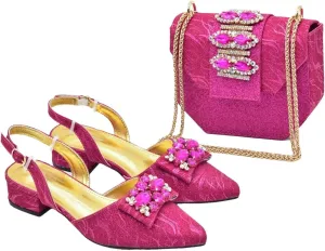 Women's Nigerian-Italian Bridal Collection - Latest Designer Rhinestone Heels & Clutch Bag Set