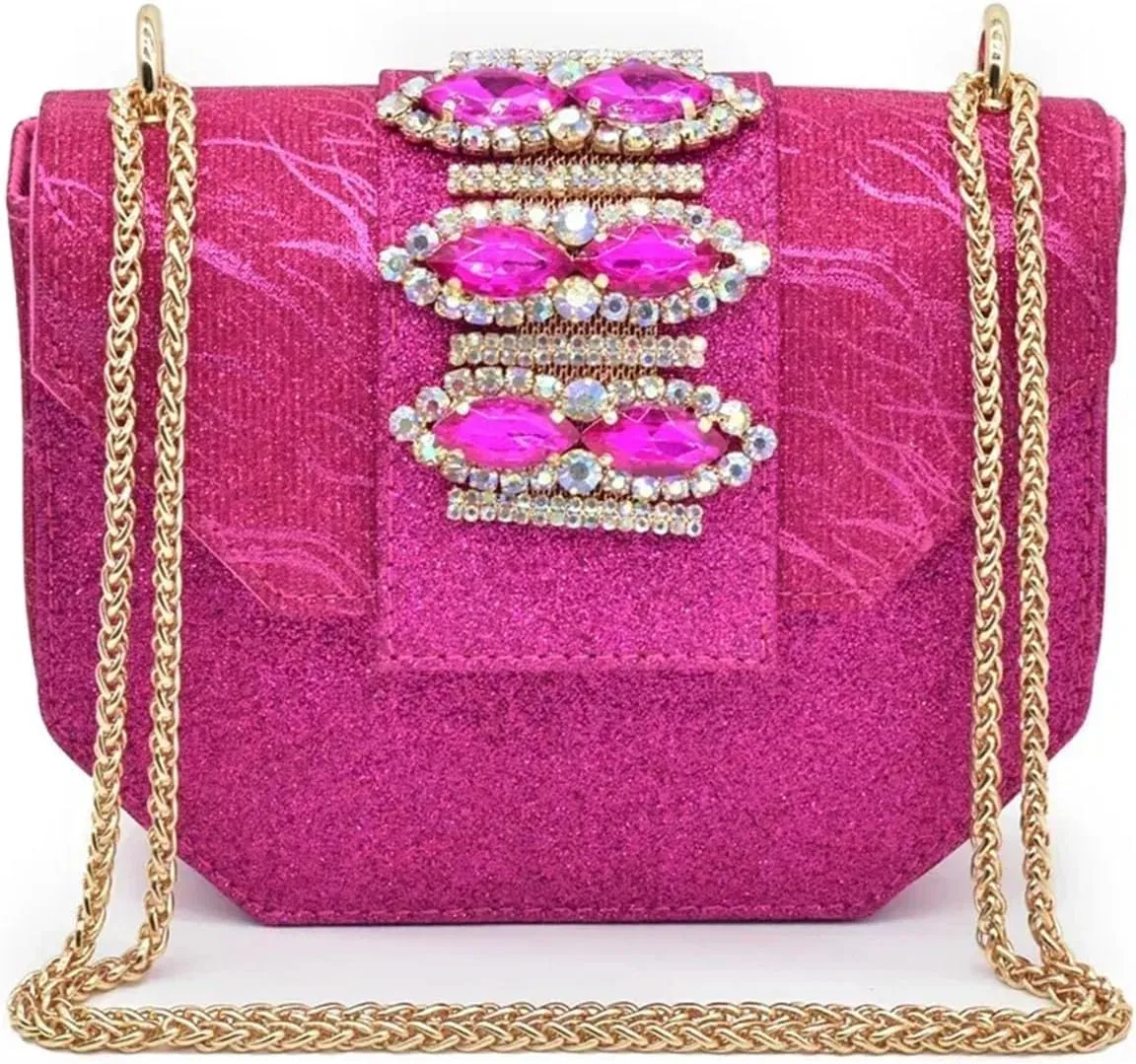 Women's Nigerian-Italian Bridal Collection - Latest Designer Rhinestone Heels & Clutch Bag Set