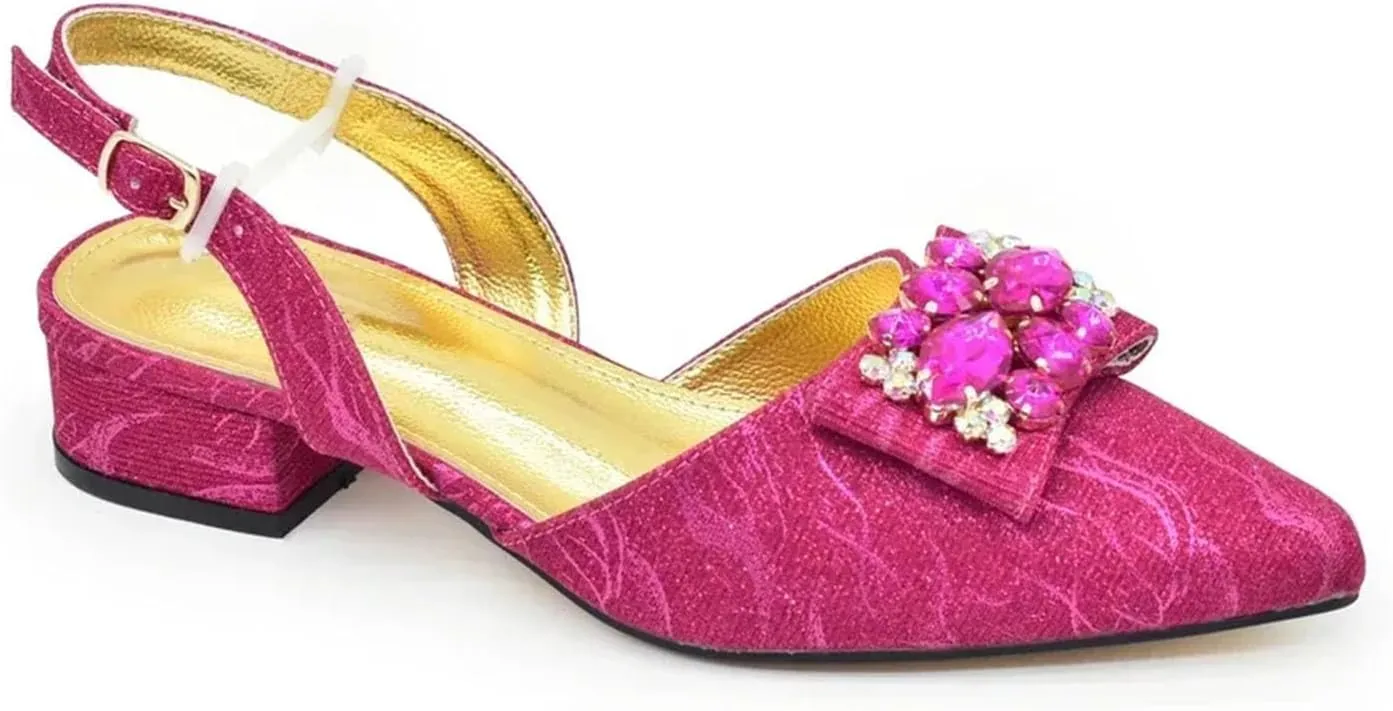 Women's Nigerian-Italian Bridal Collection - Latest Designer Rhinestone Heels & Clutch Bag Set