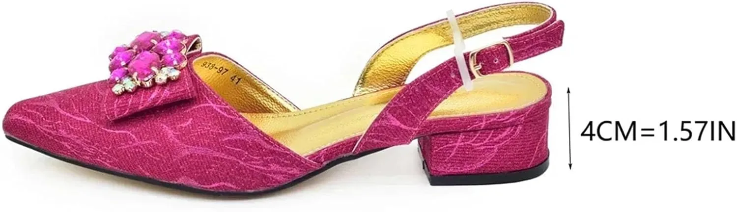 Women's Nigerian-Italian Bridal Collection - Latest Designer Rhinestone Heels & Clutch Bag Set