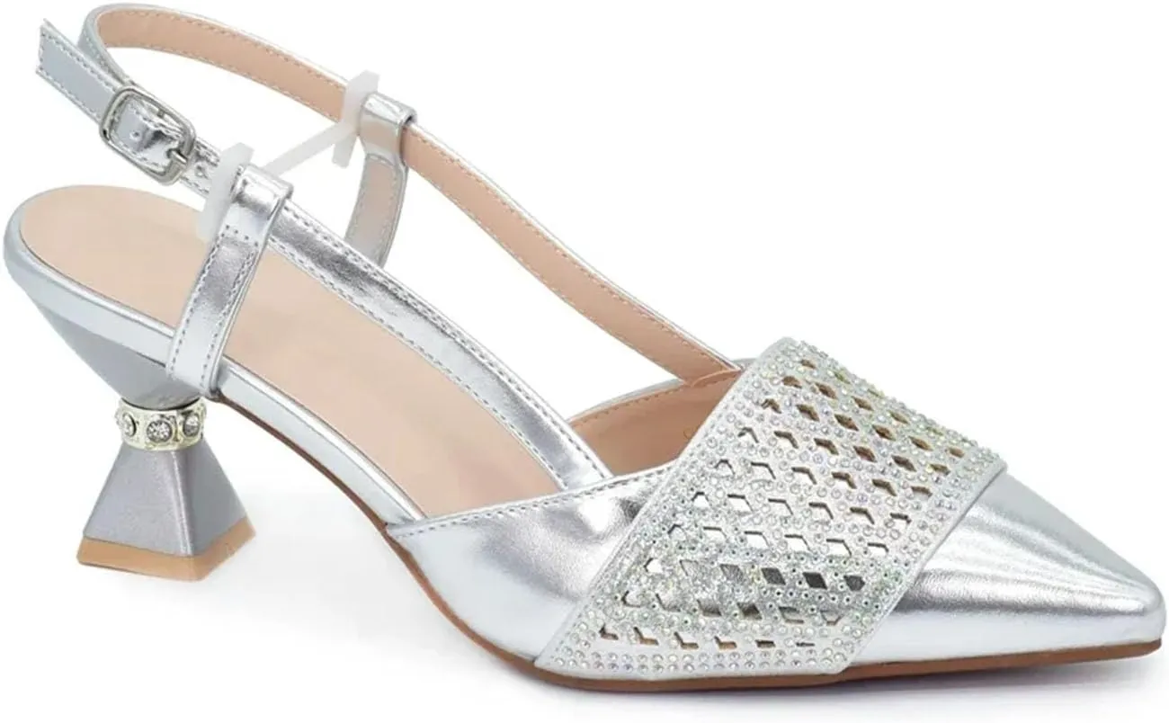 Women's Nigerian-Italian Bridal Set - Rhinestone-Embellished Pumps & Evening Clutch