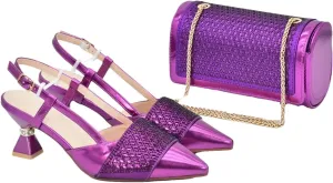 Women's Nigerian-Italian Bridal Set - Rhinestone-Embellished Pumps & Evening Clutch