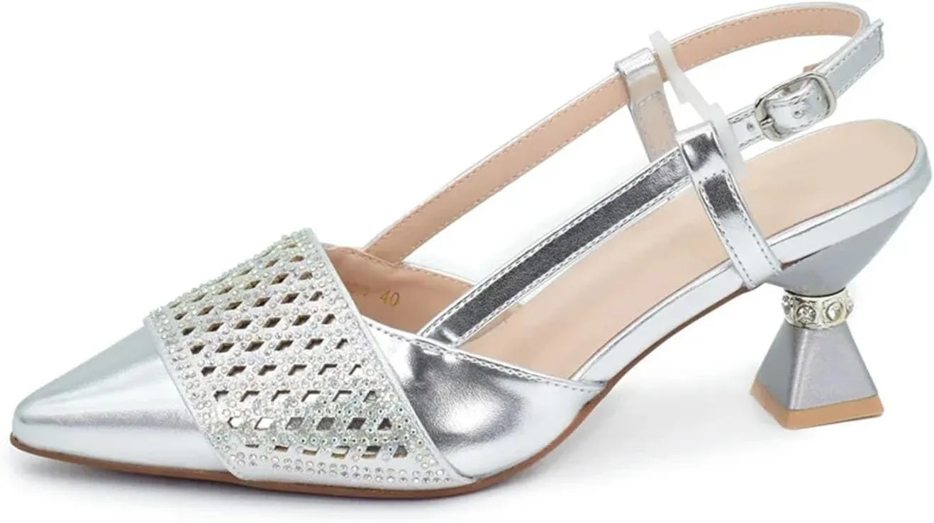 Women's Nigerian-Italian Bridal Set - Rhinestone-Embellished Pumps & Evening Clutch