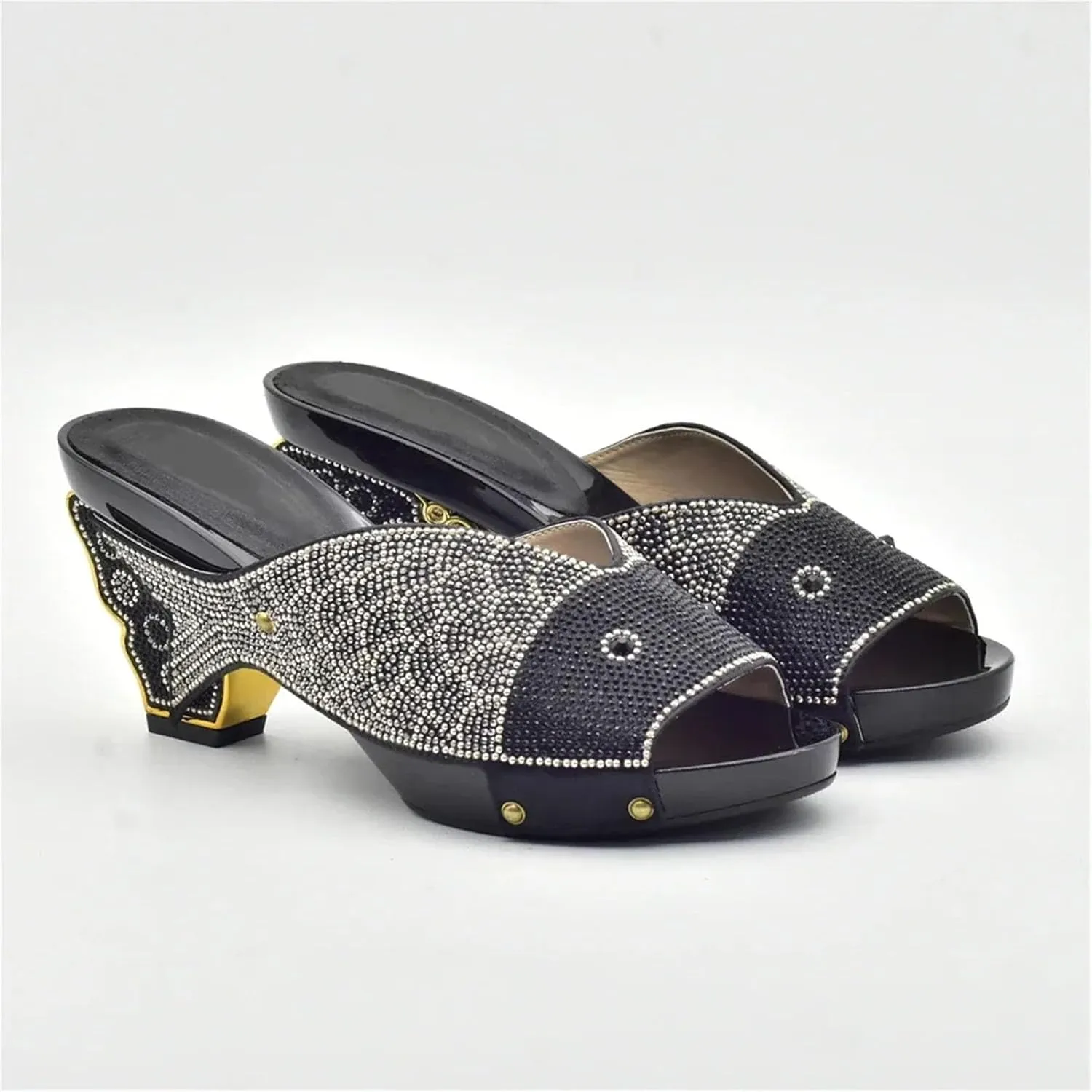 Women's Nigerian-Italian Bridal Set - Rhinestone Pumps & Clutch for Weddings and Evening Celebrations