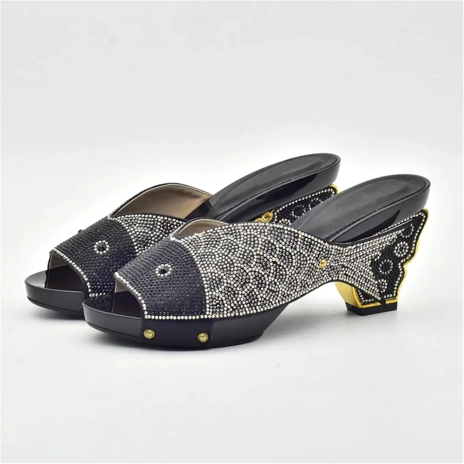 Women's Nigerian-Italian Bridal Set - Rhinestone Pumps & Clutch for Weddings and Evening Celebrations