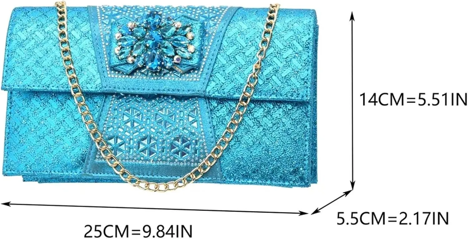 Women's Nigerian-Italian Party Set - Rhinestone-Embellished Pumps & Matching Bag