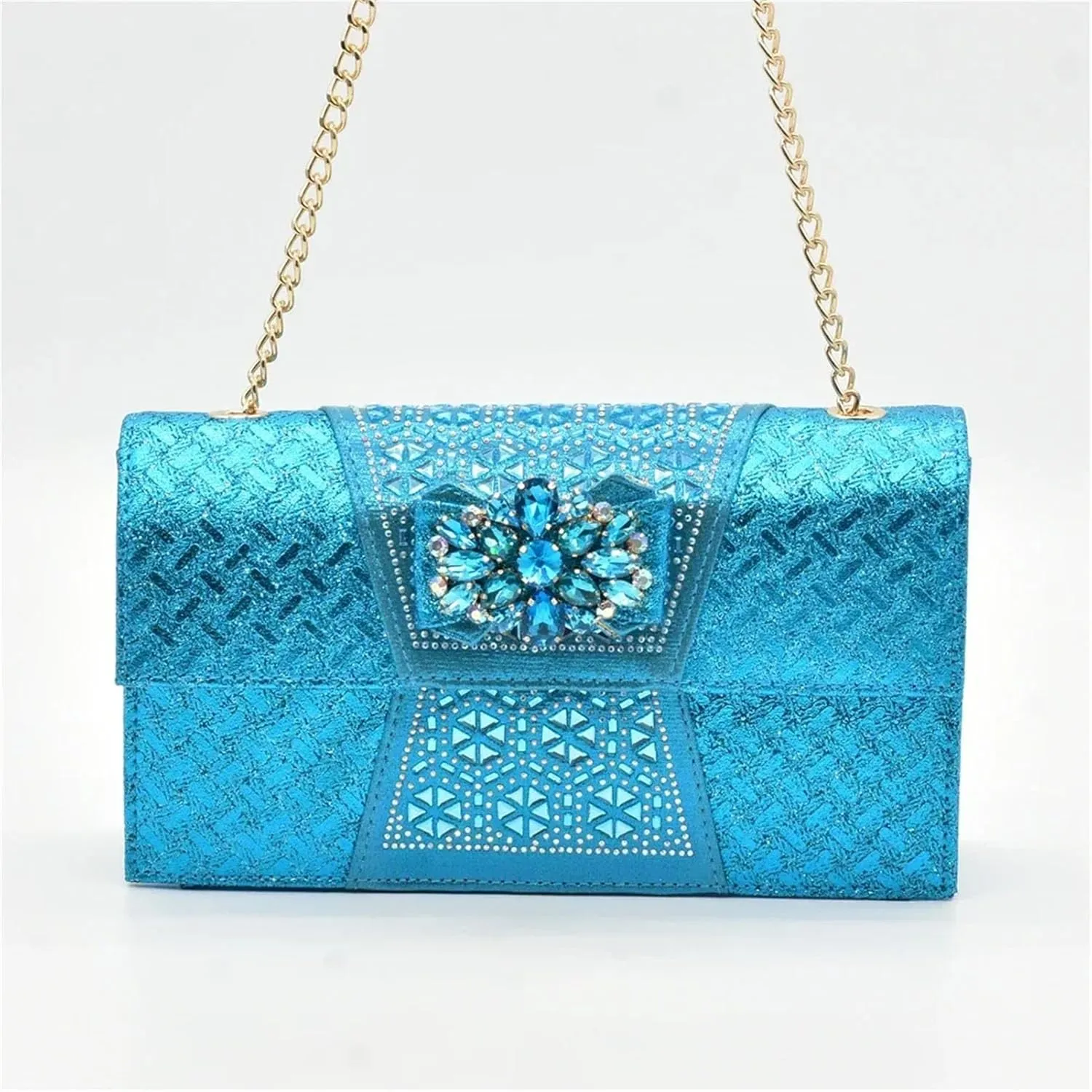 Women's Nigerian-Italian Party Set - Rhinestone-Embellished Pumps & Matching Bag