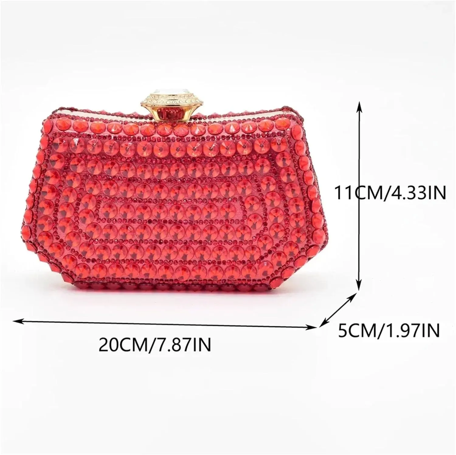 Women's Nigerian Red Bridal Set - Elegant Rhinestone-Embellished Pumps & Clutch