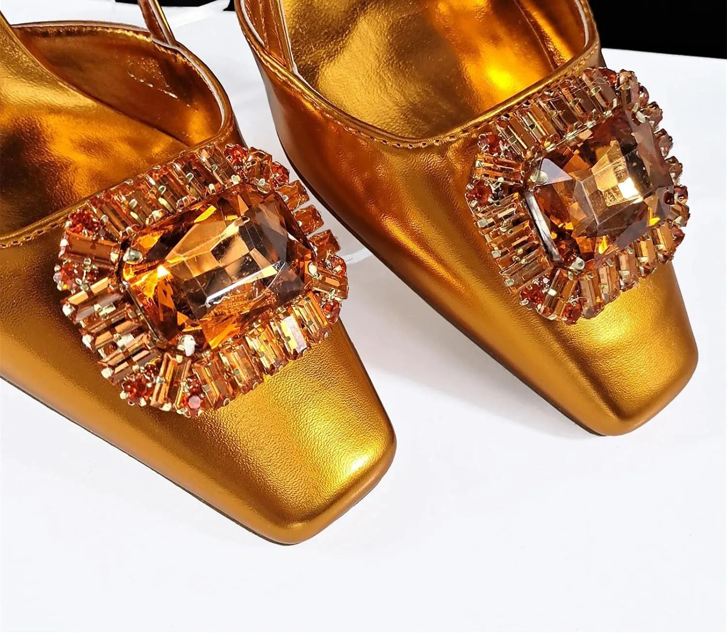 Women's Orange Banquet Set - Glossy Leather Heels & Matching Clutch for Luxurious Party Outfits