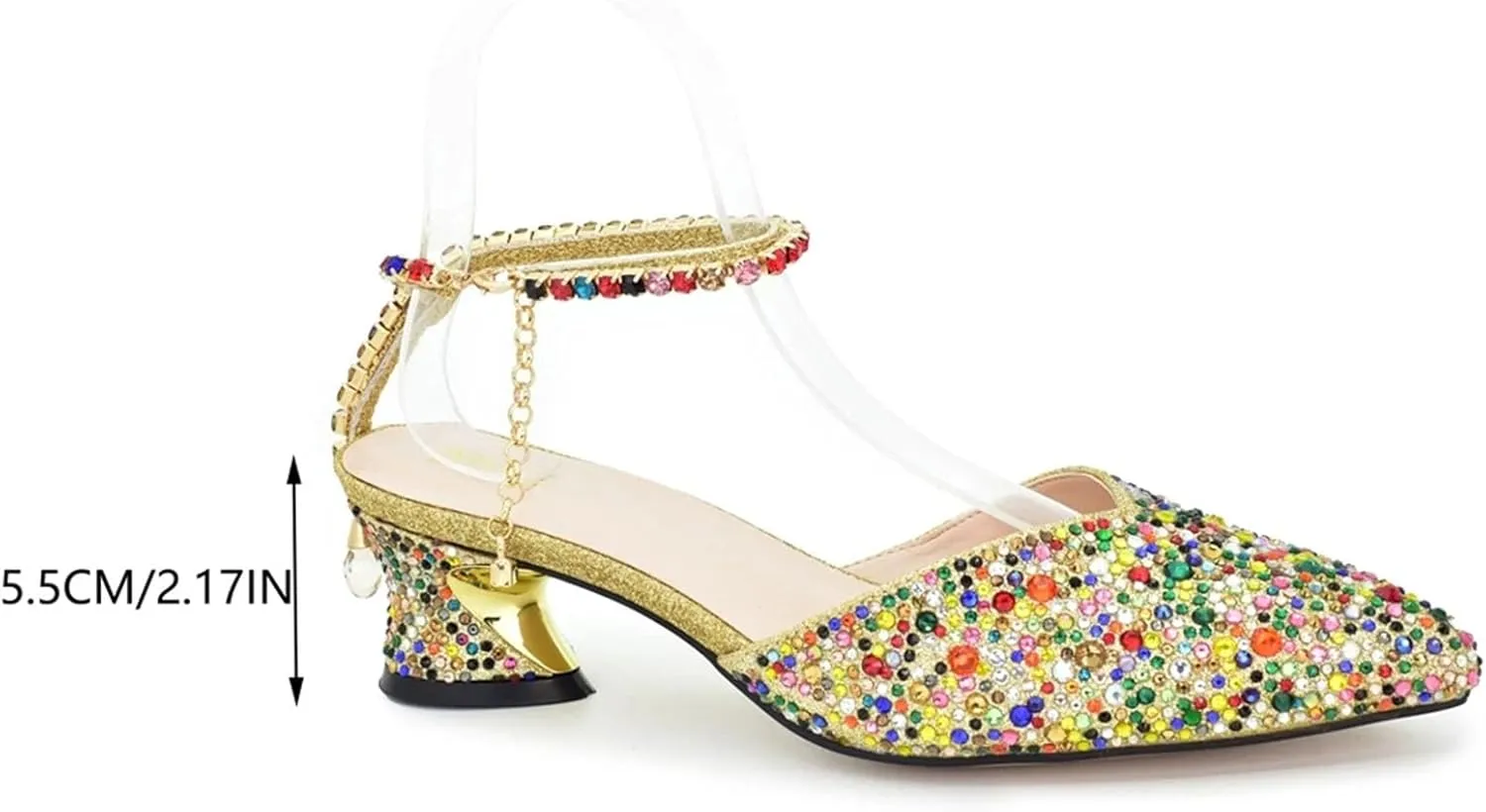 Women's Pointed Toe Comfort Bridal Set - Elegant Rhinestone-Embellished Pumps & Clutch