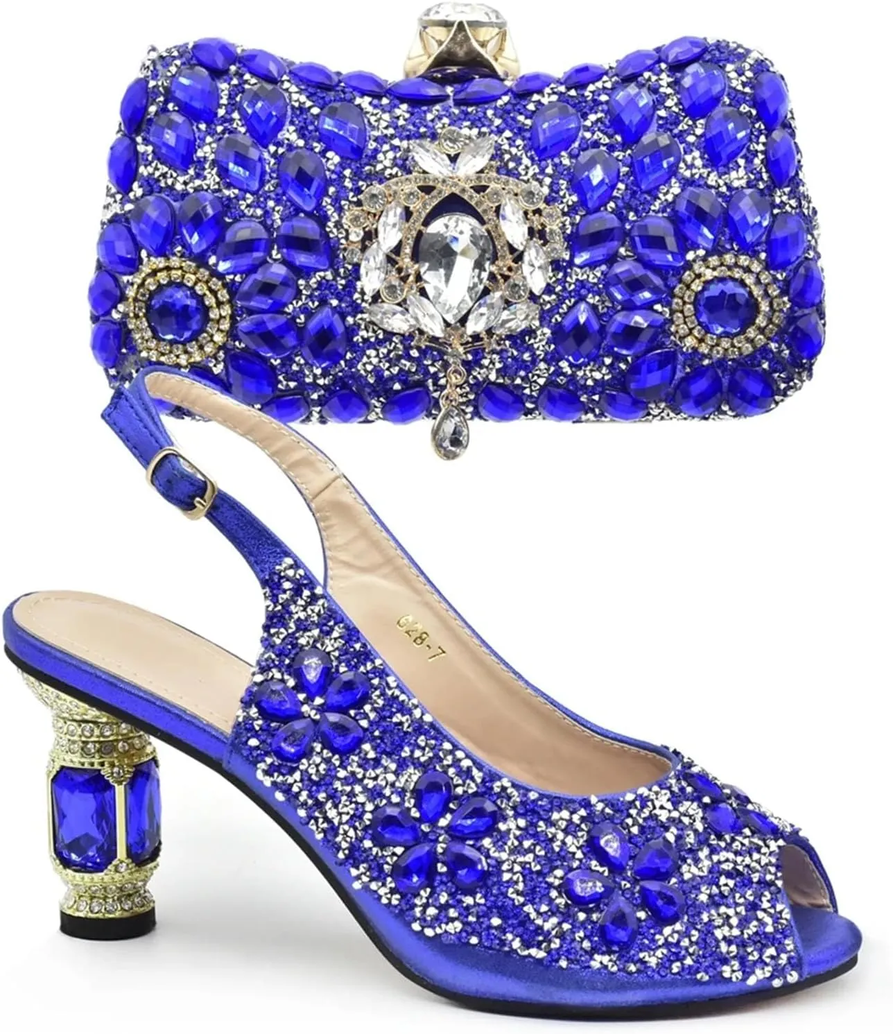Women's Purple Rhinestone Bridal Set - Italian High Heel Pumps & Matching Evening Bag