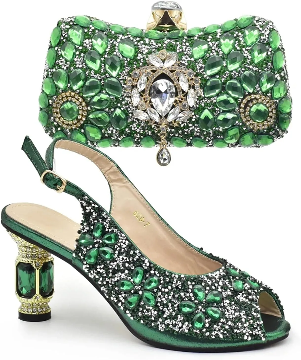 Women's Purple Rhinestone Bridal Set - Italian High Heel Pumps & Matching Evening Bag