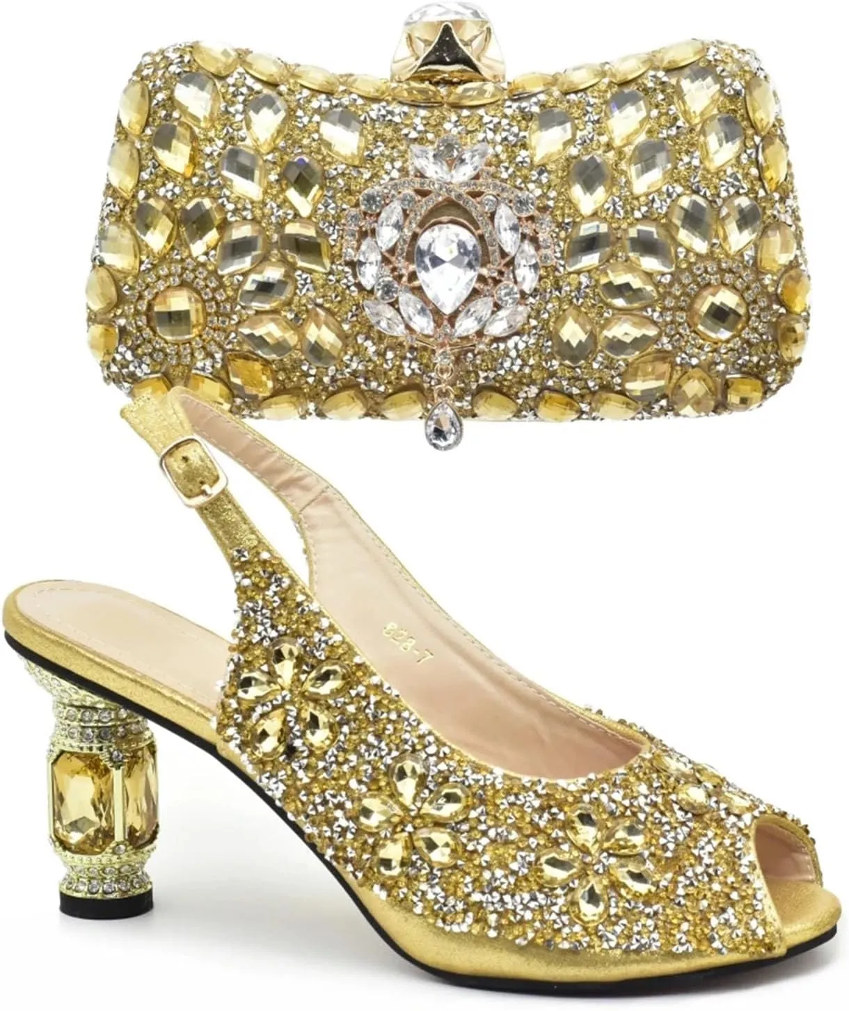 Women's Purple Rhinestone Bridal Set - Italian High Heel Pumps & Matching Evening Bag
