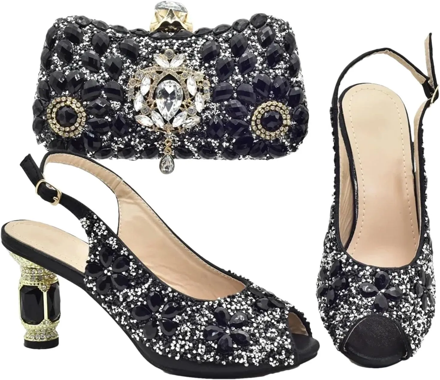Women's Silver Italian Leather Set - Nigeria Party Shoes & Matching Designer Bag