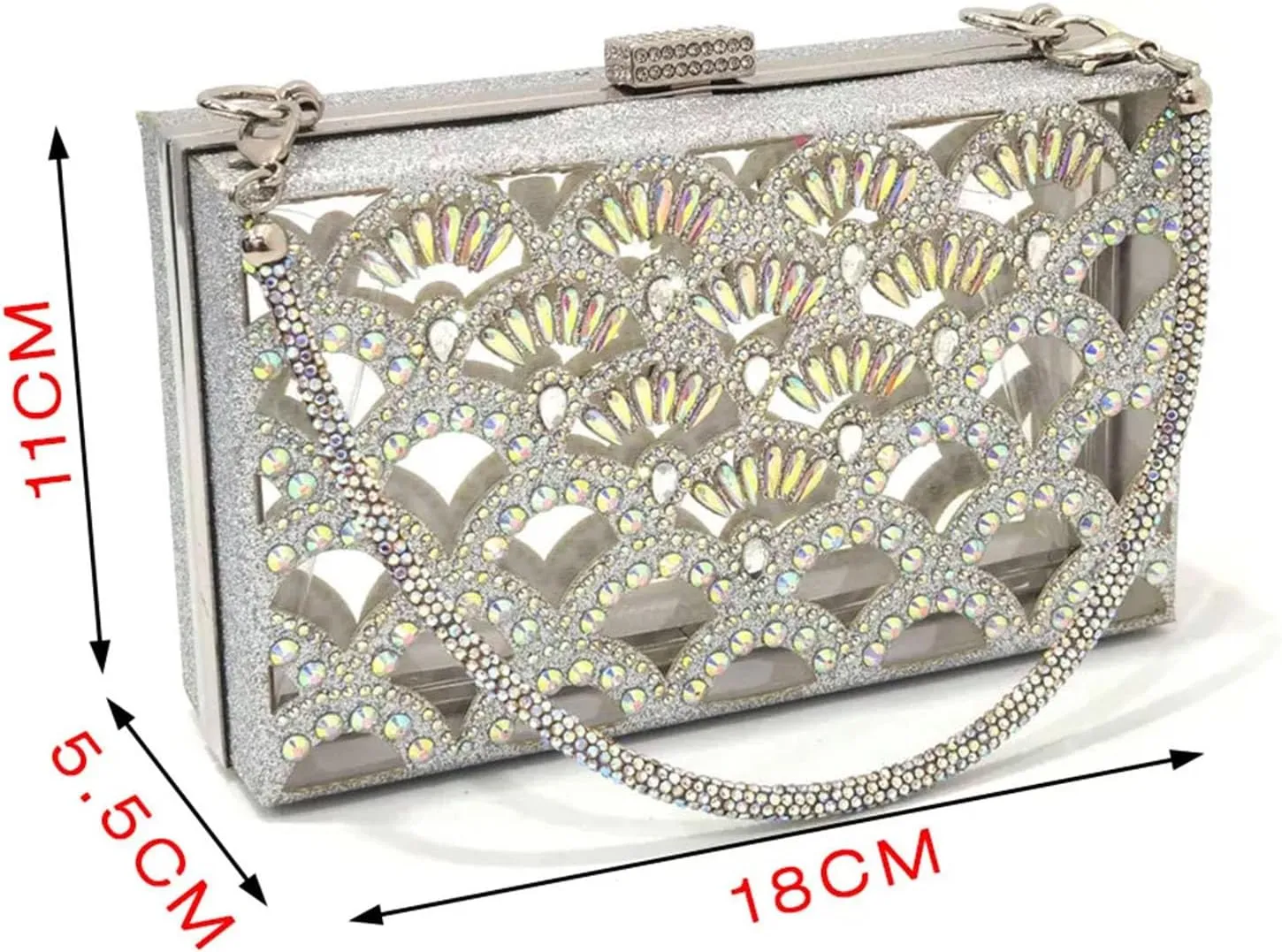 Women's Silver Nigerian-Italian Set - Artisan-Crafted Stilettos & Diamond-Clasp Clutch for Wedding Receptions