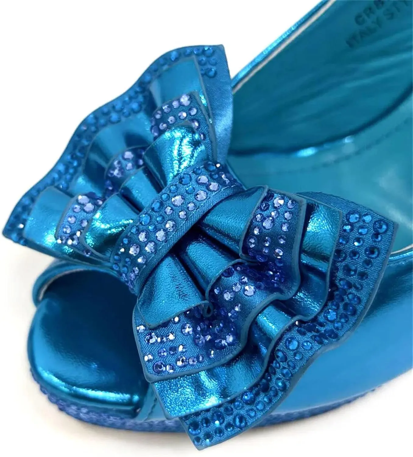 Women's Sky Blue Italian Party Set - Rhinestone-Adorned Block Heels & Matching Clutch for Casual Events