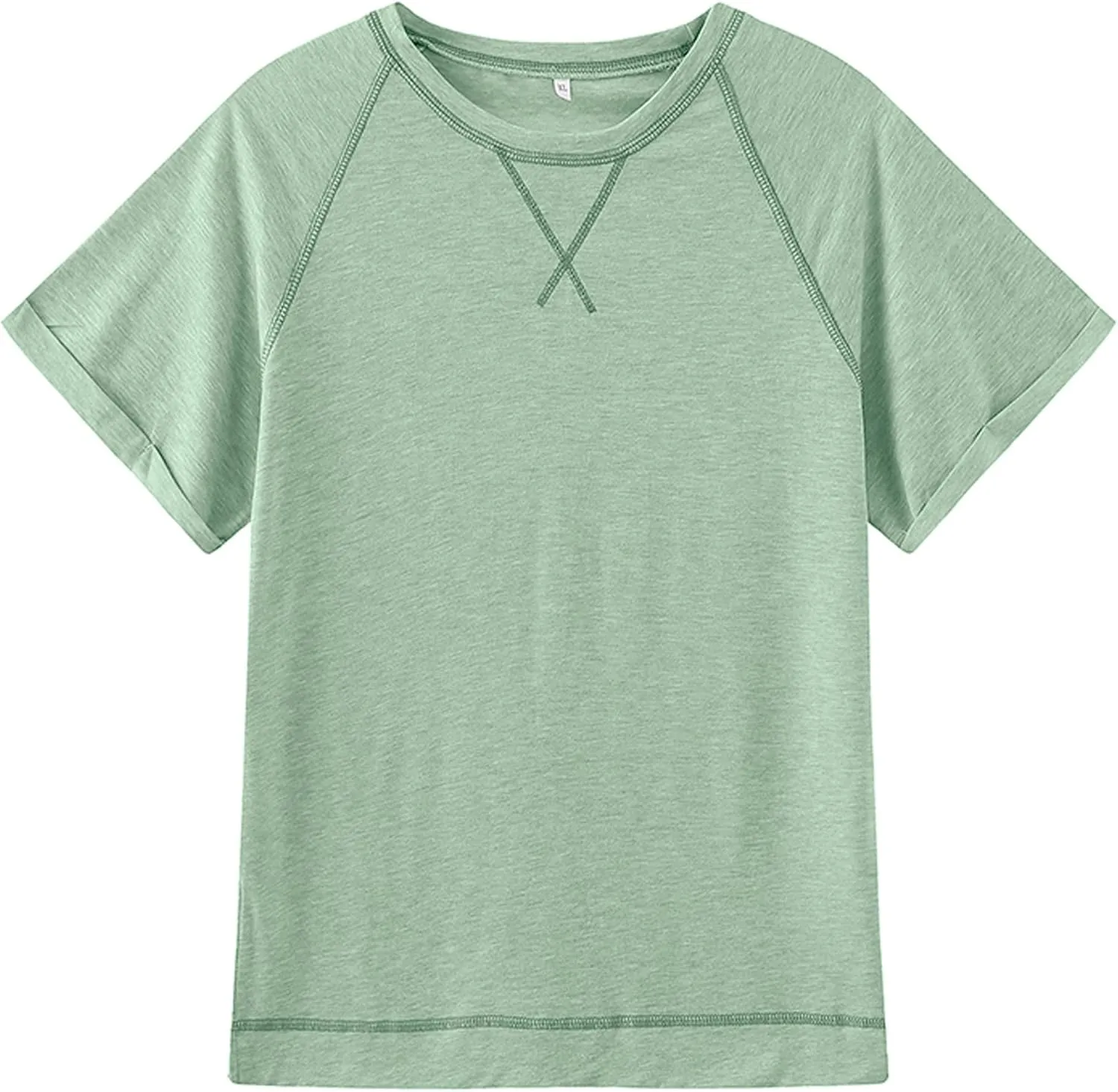 Womens Tops Crewneck Raglan Summer T Shirts Casual Short Sleeve Side Split Tee Shirts
