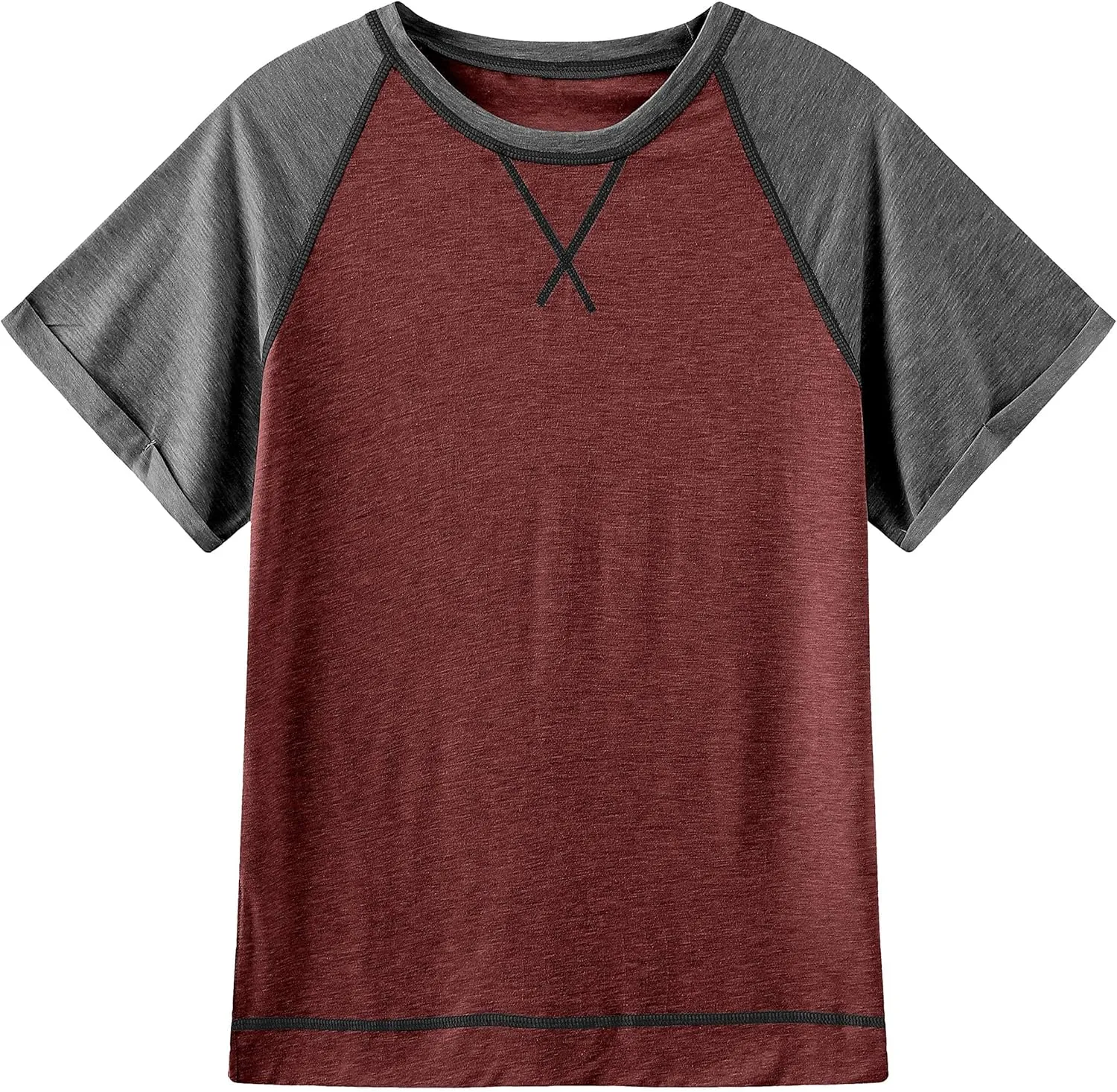 Womens Tops Crewneck Raglan Summer T Shirts Casual Short Sleeve Side Split Tee Shirts