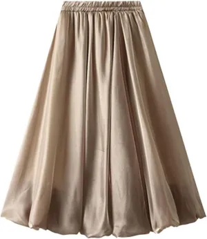 Women's Trendy High Waisted Slim Gradient Pleated A-Line Midi Skirt, Stylish Polka Dot Print for Fashion-Forward Look