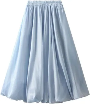 Women's Trendy High Waisted Slim Gradient Pleated A-Line Midi Skirt, Stylish Polka Dot Print for Fashion-Forward Look