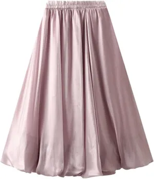 Women's Trendy High Waisted Slim Gradient Pleated A-Line Midi Skirt, Stylish Polka Dot Print for Fashion-Forward Look