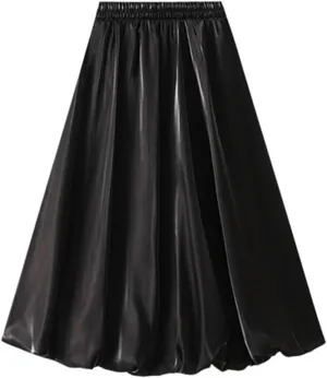Women's Trendy High Waisted Slim Gradient Pleated A-Line Midi Skirt, Stylish Polka Dot Print for Fashion-Forward Look