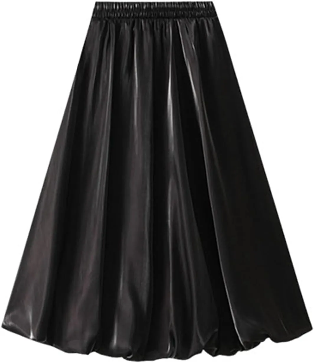 Women's Trendy High Waisted Slim Gradient Pleated A-Line Midi Skirt, Stylish Polka Dot Print for Fashion-Forward Look