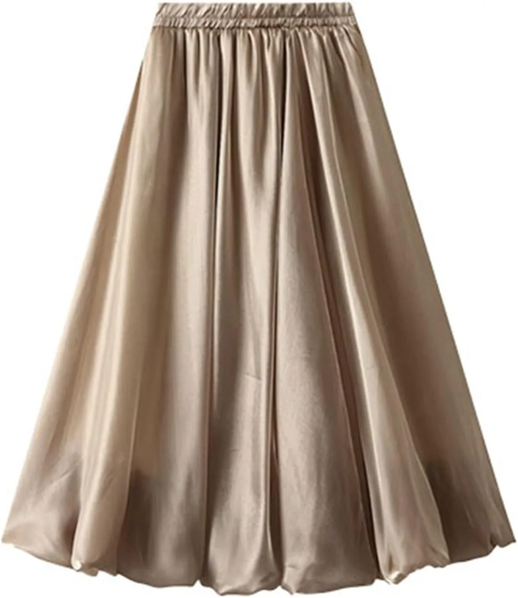 Women's Trendy High Waisted Slim Gradient Pleated A-Line Midi Skirt, Stylish Polka Dot Print for Fashion-Forward Look